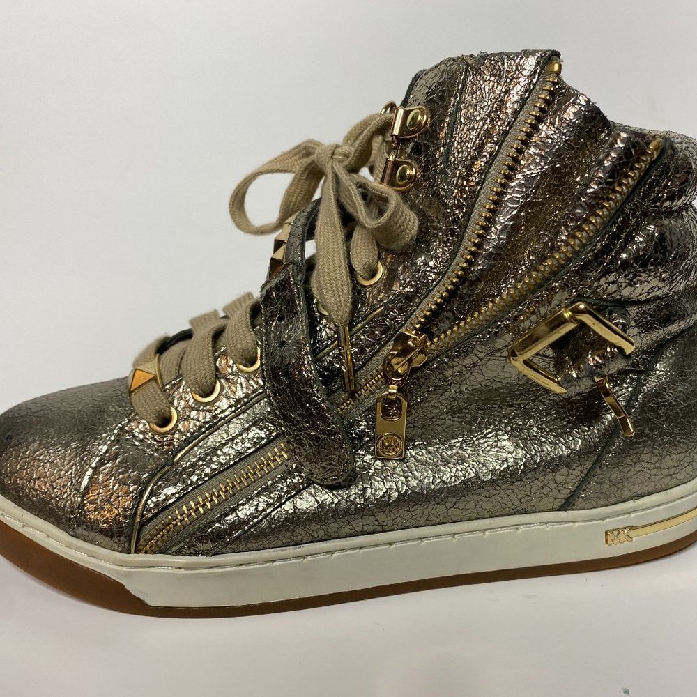 Michael Kors gold hightop sneakers